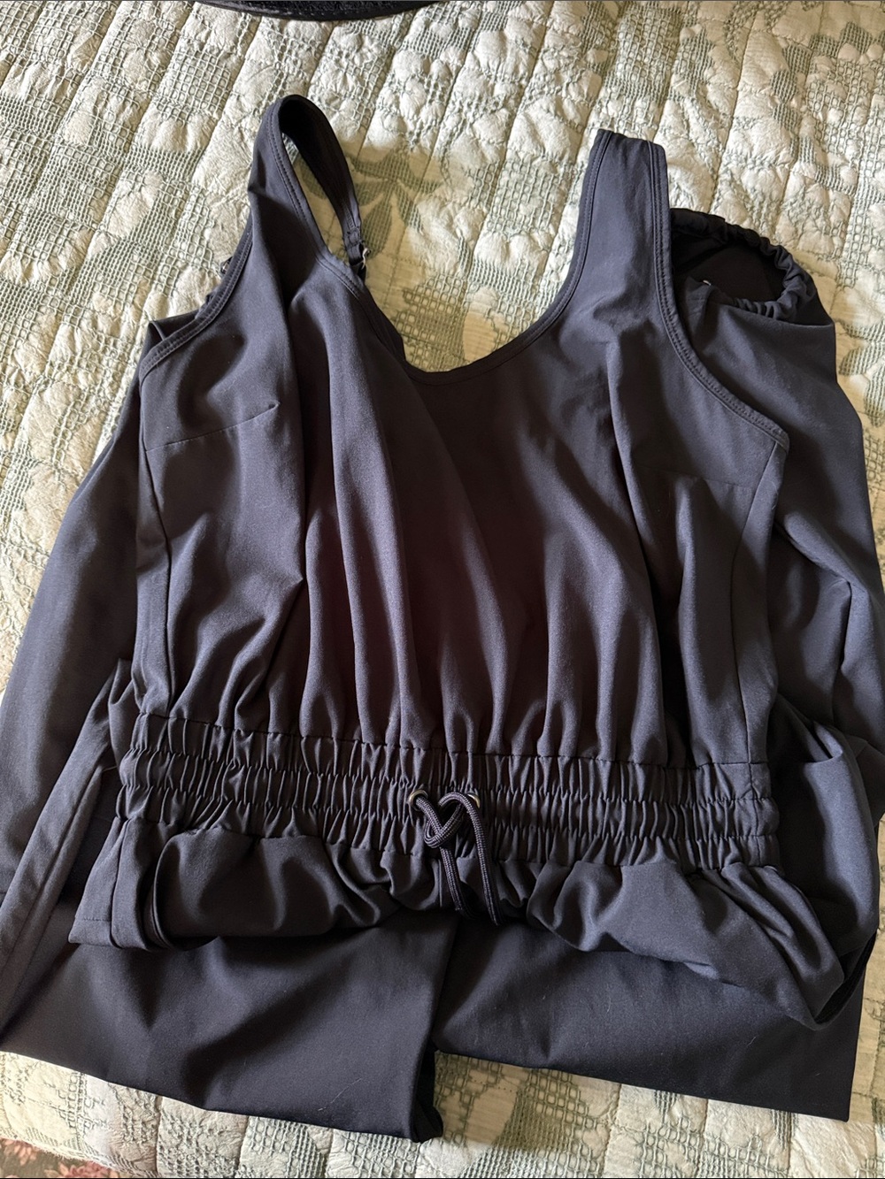 Abercrombie & Fitch Women’s Black Tank Bodysuit with Drawstring Waist
